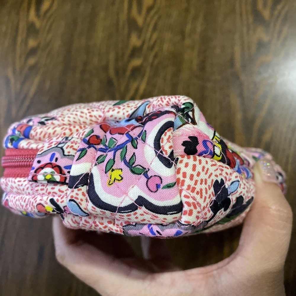Vera Bradley Iconic Stitched Flower Cosmetic Bag Pink - Picture 6 of 10
